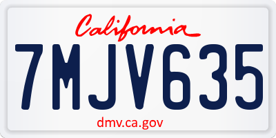 CA license plate 7MJV635