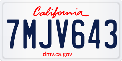 CA license plate 7MJV643