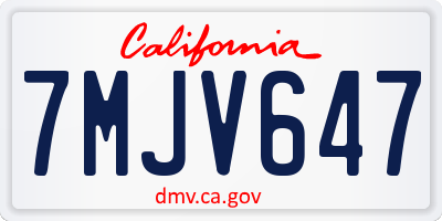 CA license plate 7MJV647