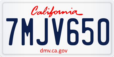 CA license plate 7MJV650