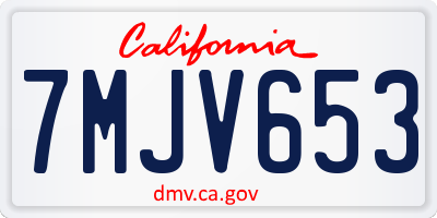 CA license plate 7MJV653