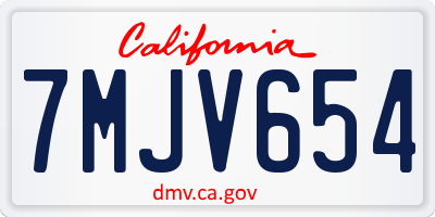 CA license plate 7MJV654