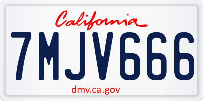 CA license plate 7MJV666