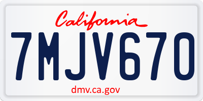 CA license plate 7MJV670
