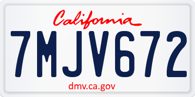 CA license plate 7MJV672