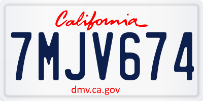 CA license plate 7MJV674
