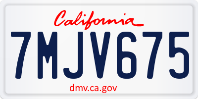CA license plate 7MJV675