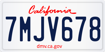 CA license plate 7MJV678