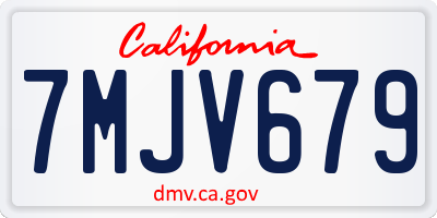CA license plate 7MJV679