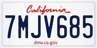 CA license plate 7MJV685