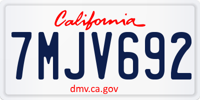 CA license plate 7MJV692
