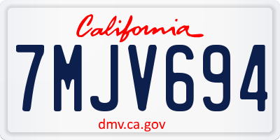 CA license plate 7MJV694