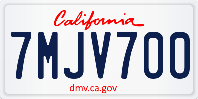 CA license plate 7MJV700