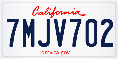 CA license plate 7MJV702