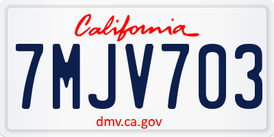 CA license plate 7MJV703