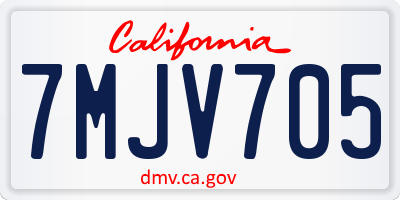 CA license plate 7MJV705