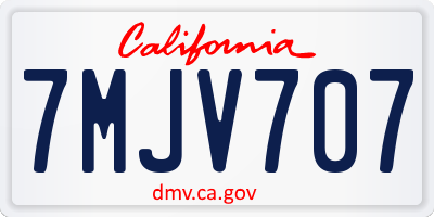 CA license plate 7MJV707