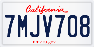 CA license plate 7MJV708