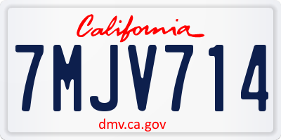 CA license plate 7MJV714
