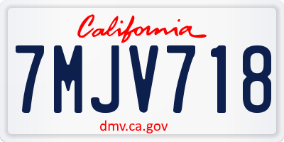 CA license plate 7MJV718