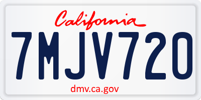 CA license plate 7MJV720