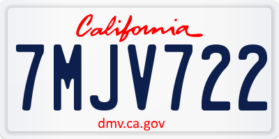 CA license plate 7MJV722