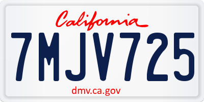 CA license plate 7MJV725