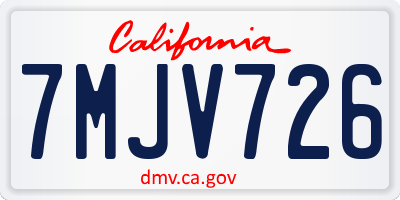 CA license plate 7MJV726