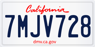 CA license plate 7MJV728