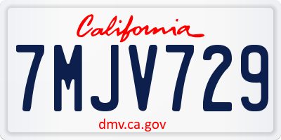 CA license plate 7MJV729
