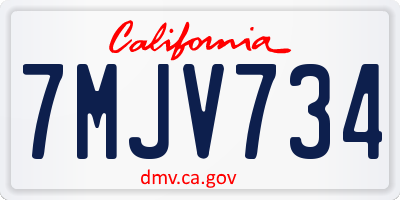 CA license plate 7MJV734