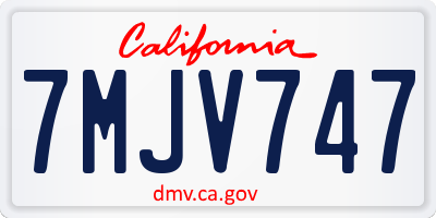 CA license plate 7MJV747