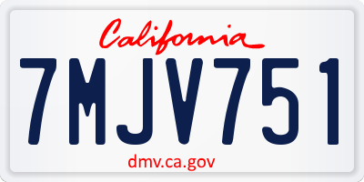 CA license plate 7MJV751