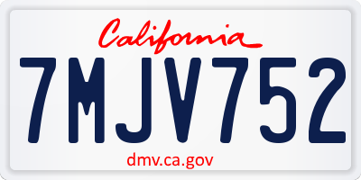 CA license plate 7MJV752