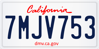 CA license plate 7MJV753