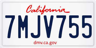 CA license plate 7MJV755