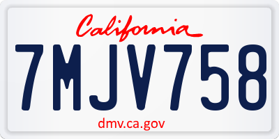 CA license plate 7MJV758