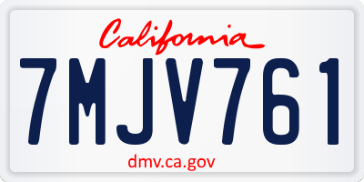 CA license plate 7MJV761