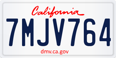 CA license plate 7MJV764