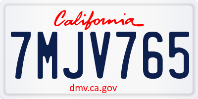 CA license plate 7MJV765