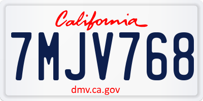 CA license plate 7MJV768