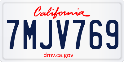 CA license plate 7MJV769