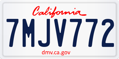 CA license plate 7MJV772