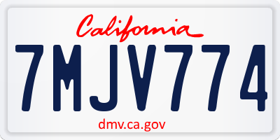 CA license plate 7MJV774