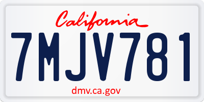 CA license plate 7MJV781