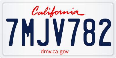 CA license plate 7MJV782