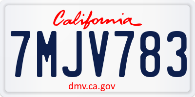 CA license plate 7MJV783