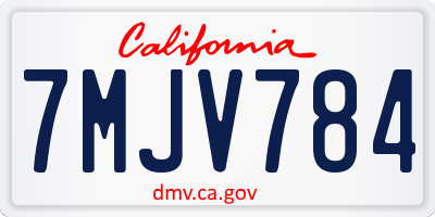 CA license plate 7MJV784