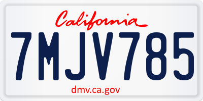 CA license plate 7MJV785