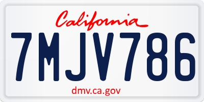 CA license plate 7MJV786